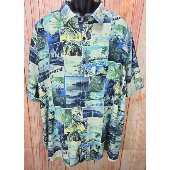 Tommy Bahama 3XL Mens Hawaiian Print Short Sleeve Button-Up Shirt - Picture 1 of 6